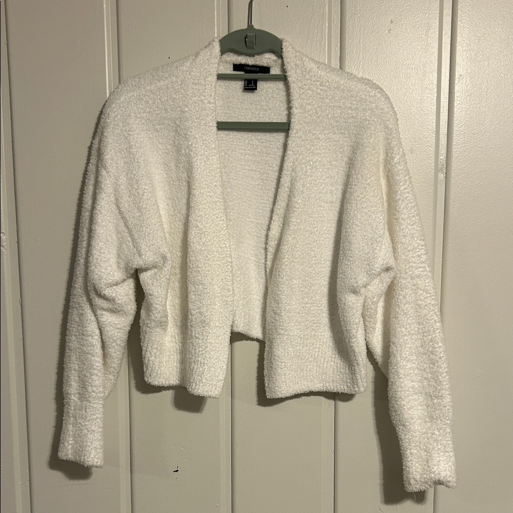 Forever 21 Cream Open-Front Cardigan